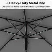 10 Feet Solar Patio Umbrella with 24 LED Lights-Gray