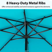 10 Feet Solar Patio Umbrella with 24 LED Lights-Turquoise