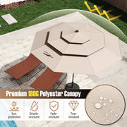 10 Feet Solar Patio Umbrella with 32 LED Lights 3-Tier Vented Top-Beige