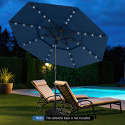 10 Feet Solar Patio Umbrella with 32 LED Lights 3-Tier Vented Top-Navy