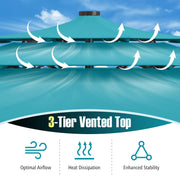 10 Feet Solar Patio Umbrella with 32 LED Lights 3-Tier Vented Top-Turquoise