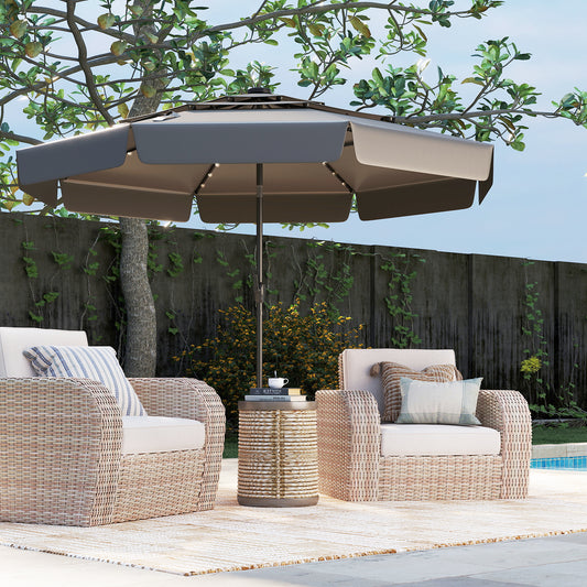 10 Feet Solar Patio Umbrella with 3-Tier Vented Top