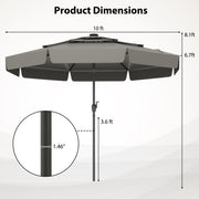 10 Feet Solar Patio Umbrella with 3-Tier Vented Top-Gray