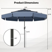 10 Feet Solar Patio Umbrella with 3-Tier Vented Top-Navy