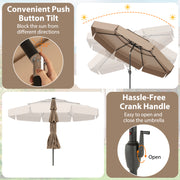10 Feet Solar Patio Umbrella with 3-Tier Vented Top-Taupe