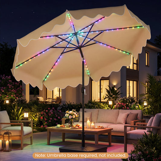 10 Ft Solar Patio Umbrella with LED Lights