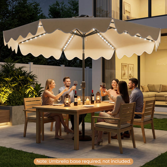 10 Ft Solar Patio Umbrella with LED Lights