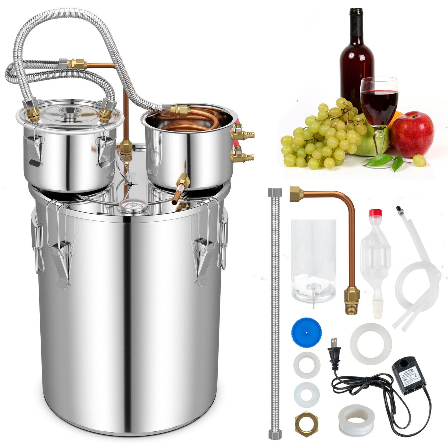 5/10 Gal 22/38 L Water Alcohol Distiller for DIY Whisky-10 Gal - 10 Gal