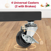10-Hook Christmas Stocking Holder Stand on Wheels Freestanding Rack-Black