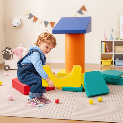 10-Piece Foam Climbing Toys for Toddlers Soft Foam PU Leather Building Blocks-Color