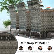 10 Pieces Patio Wicker Dining Set with 15 Feet Double-Sided Patio Umbrella-Red
