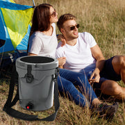10 QT Drink Cooler Insulated Ice Chest with Spigot Flat Seat Lid and Adjustable Strap-Gray