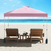 10 X 10 FT Pop up Canopy Tent with 1 Sidewall and Wheeled Bag-Pink