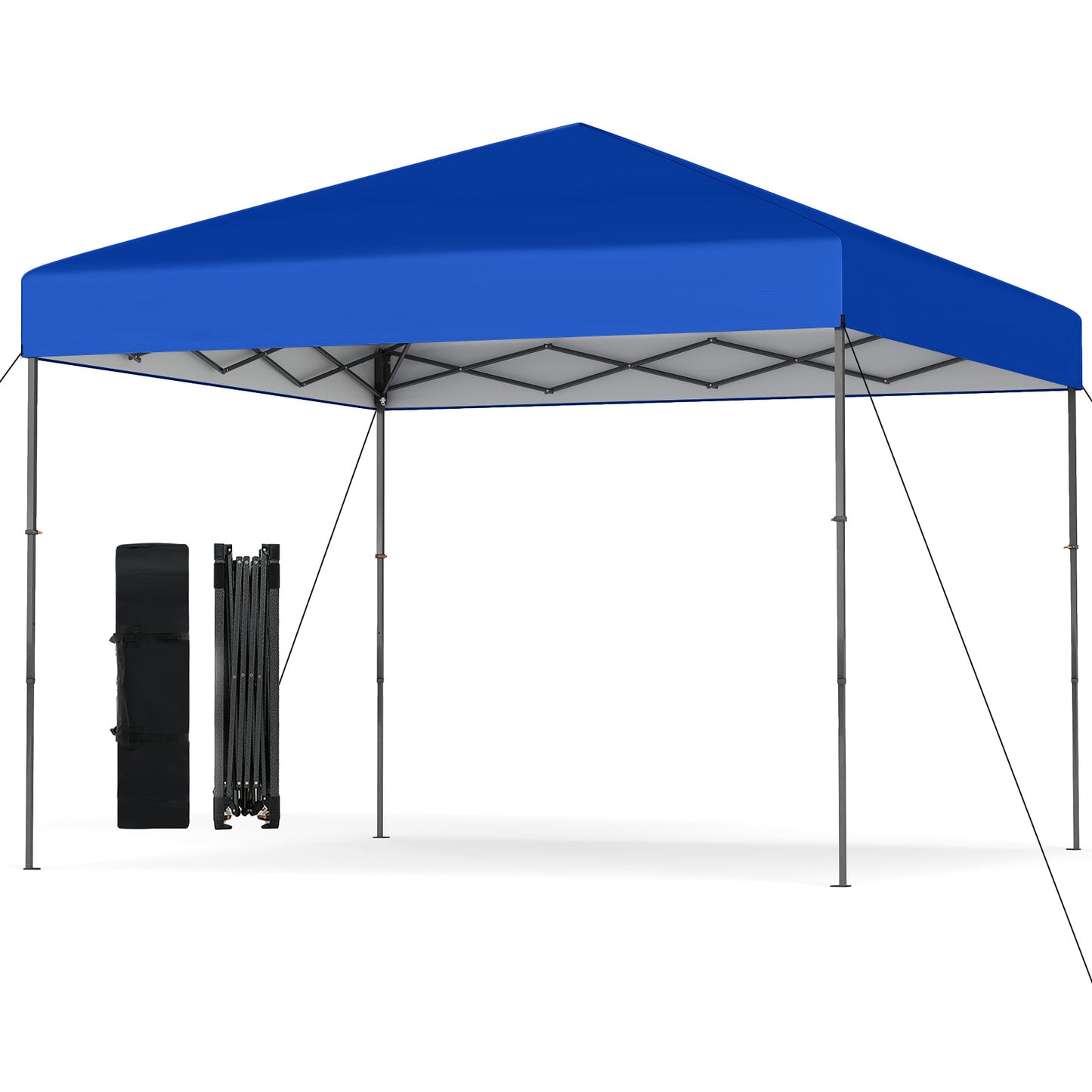 10 X 10 Feet Pop up Canopy Tent with Portable Carrying Bag and 8 Stakes-Blue