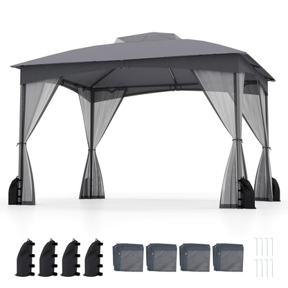 10 X 12 FT Patio Gazebo with Netting Walls with 4 Sandbags