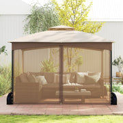 10 X 12 FT Patio Gazebo with Netting Walls with 4 Sandbags-Khaki