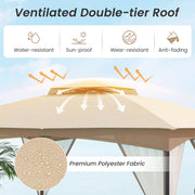10 X 12 FT Patio Gazebo with Netting Walls with 4 Sandbags-Khaki