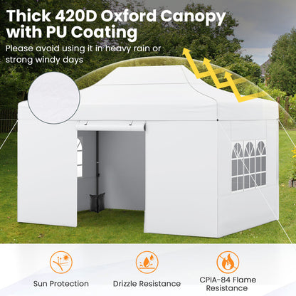 10 X 14 FT Pop up Canopy Tent Outdoor Patio Commercial Sunshade Shelter-White