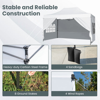 10 X 14 FT Pop up Canopy Tent Outdoor Patio Commercial Sunshade Shelter-White
