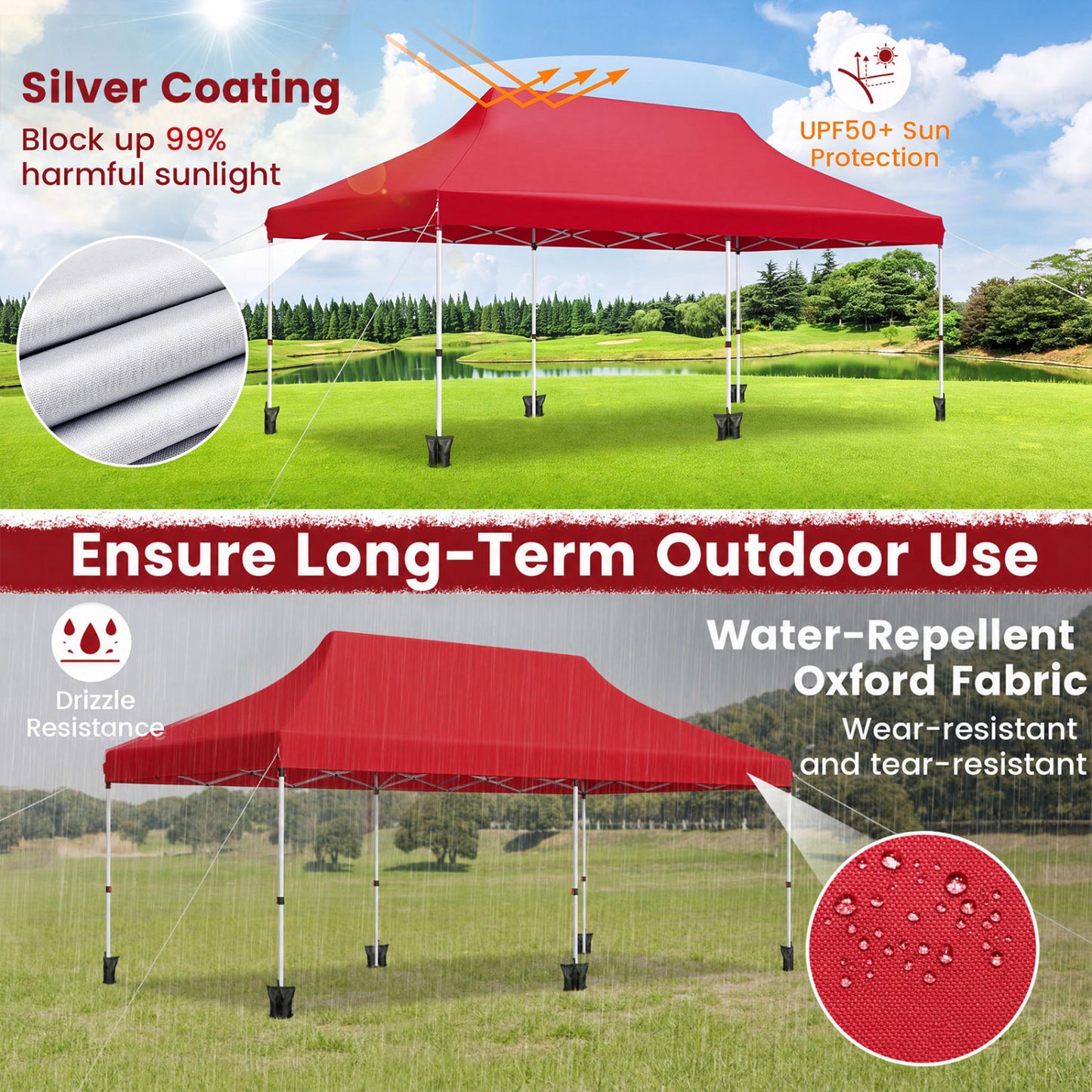 Pop Up Canopy Tent 10x20 FT with Carry Bag