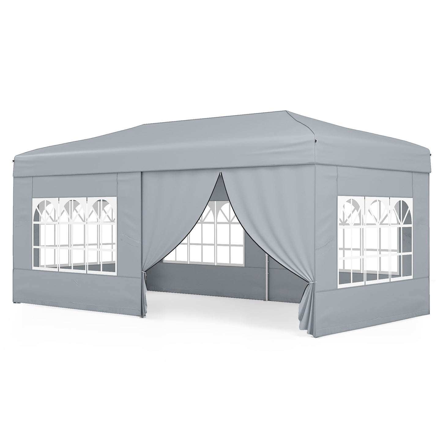 10 X 20 Feet Pop up Canopy Tent Instant Setup with 6 Sidewalls-Gray