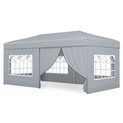 10 X 20 Feet Pop up Canopy Tent Instant Setup with 6 Sidewalls-Gray