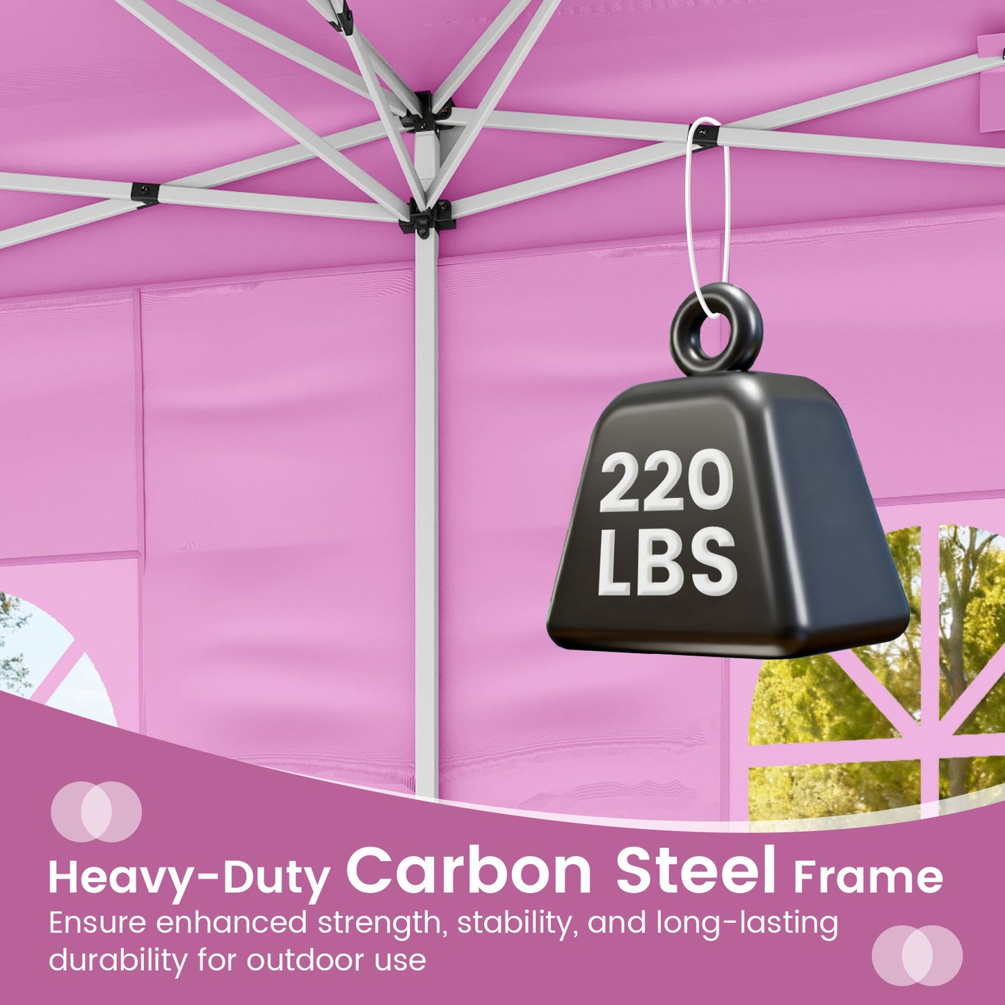 10 X 20 Feet Pop up Canopy Tent Instant Setup with 6 Sidewalls-Pink