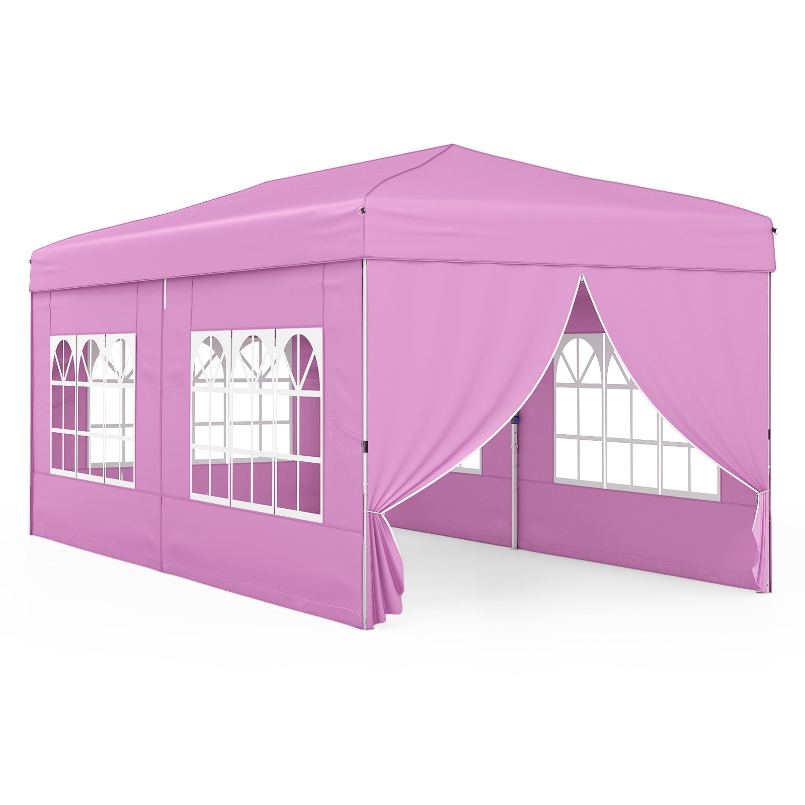 10 X 20 Feet Pop up Canopy Tent Instant Setup with 6 Sidewalls-Pink