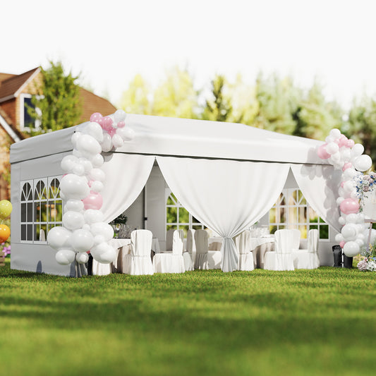 10 X 20 Feet Pop up Canopy Tent Instant Setup with 6 Sidewalls-White