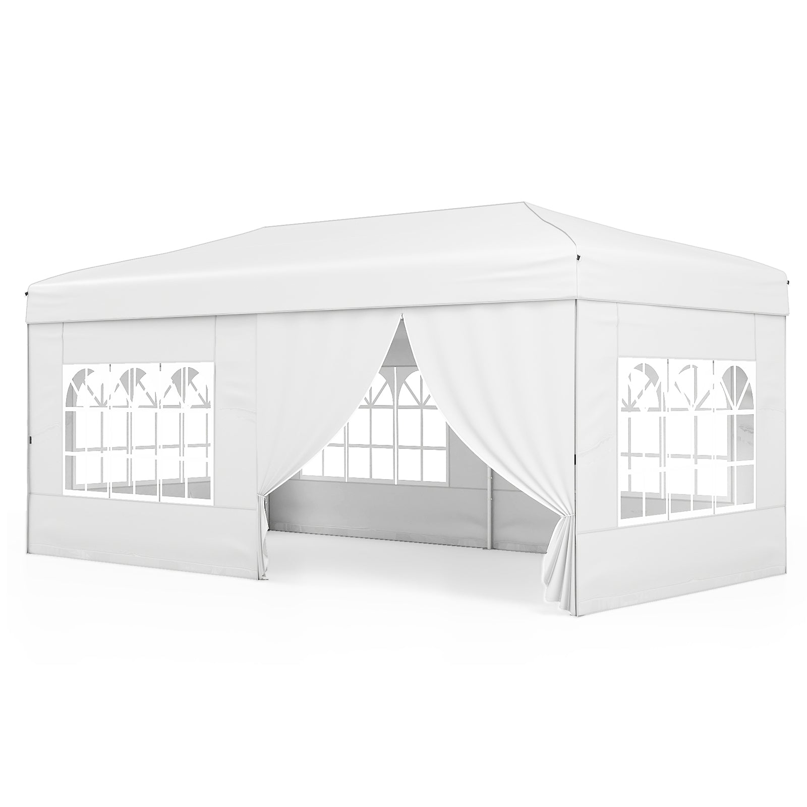 10 X 20 Feet Pop up Canopy Tent Instant Setup with 6 Sidewalls-White