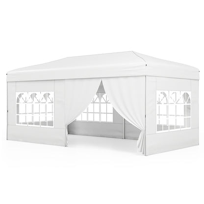 10 X 20 Feet Pop up Canopy Tent Instant Setup with 6 Sidewalls-White