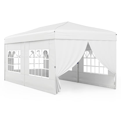 10 X 20 Feet Pop up Canopy Tent Instant Setup with 6 Sidewalls-White