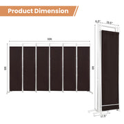 6-Panel Room Divider Folding Privacy Screen-Brown