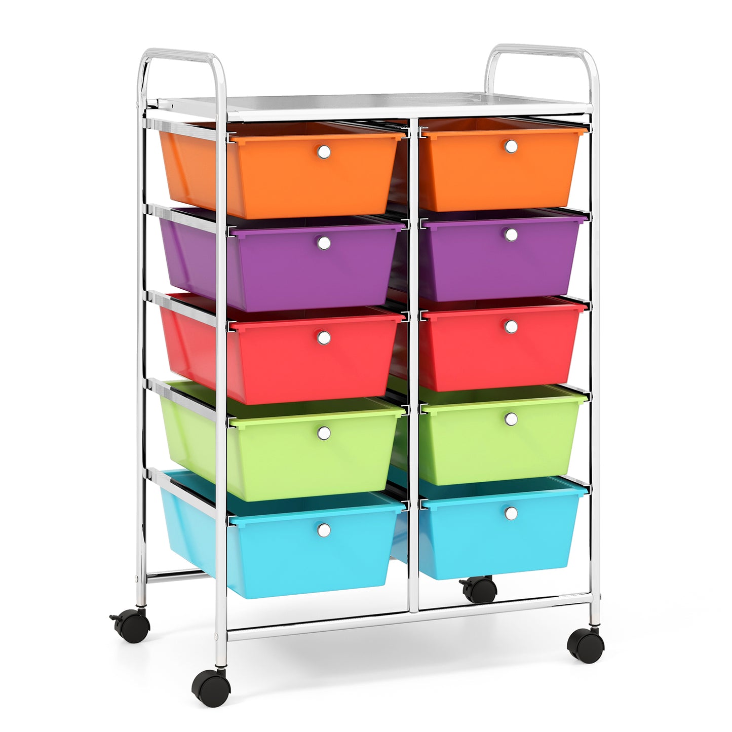 10-Drawer Rolling Storage Cart-Purple - Deep Multicolor
