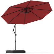 10 Feet Offset Hanging Umbrella with Base Patio Cantilever Umbrella with Tilt-Red