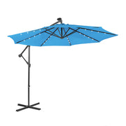 10 Feet Patio Solar Powered Cantilever Umbrella with Tilting System-Beige - Blue