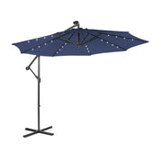 10 Feet Patio Solar Powered Cantilever Umbrella with Tilting System-Beige - Navy
