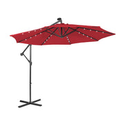 10 Feet Patio Solar Powered Cantilever Umbrella with Tilting System-Beige - Red