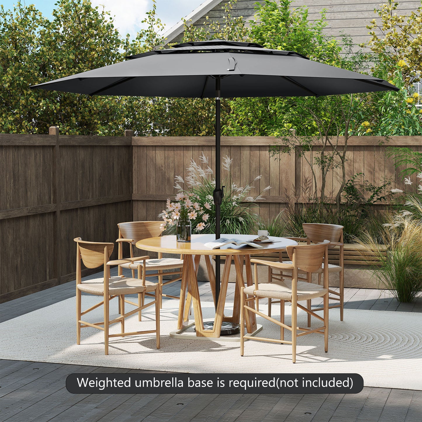 10 ft 3-tier Vented Patio Umbrella with Push Button Tilt