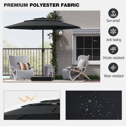 10 ft 3-tier Vented Patio Umbrella with Push Button Tilt