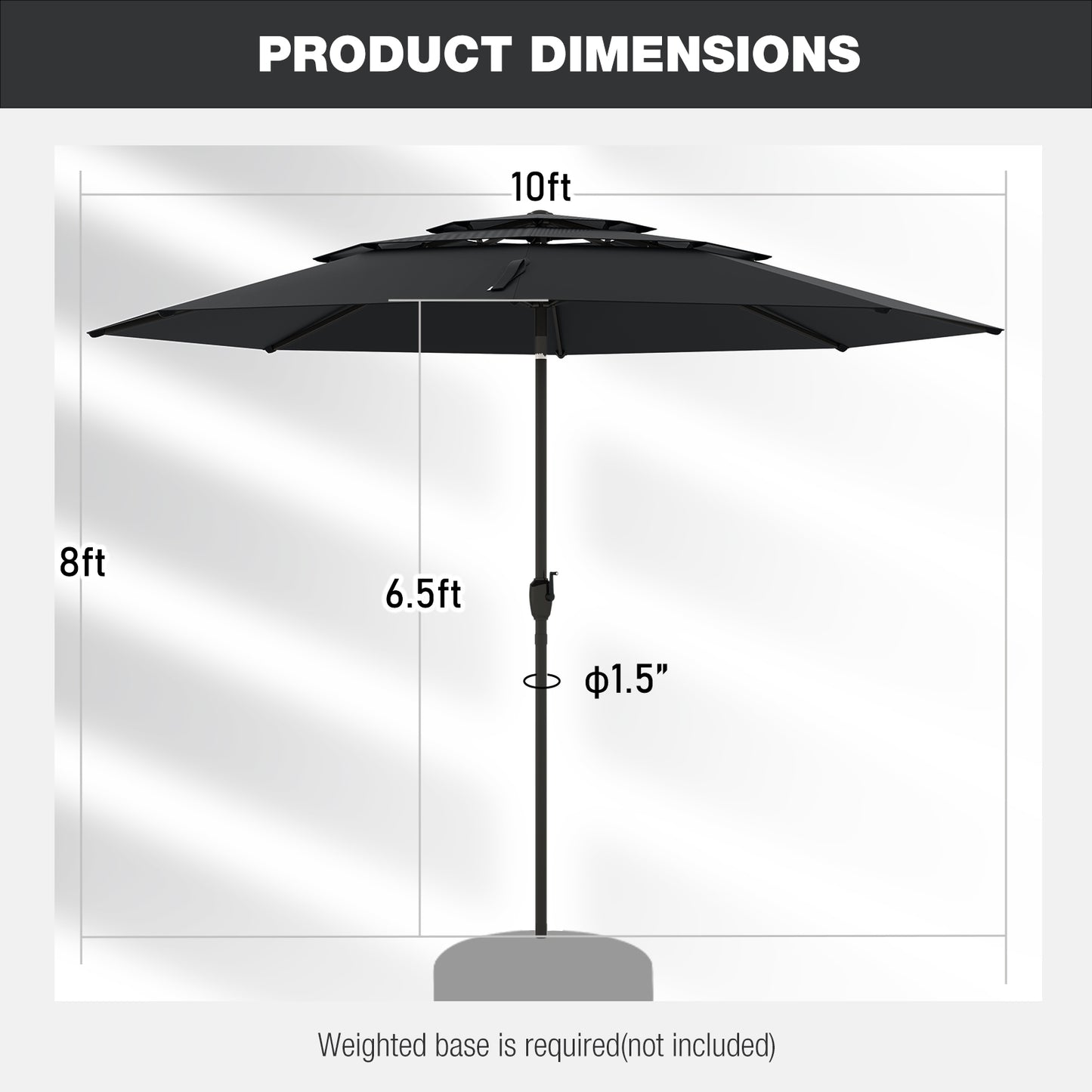 10 ft 3-tier Vented Patio Umbrella with Push Button Tilt