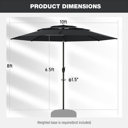 10 ft 3-tier Vented Patio Umbrella with Push Button Tilt