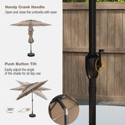 10 ft 3-tier Vented Patio Umbrella with Push Button Tilt-Brown