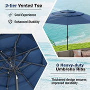 10 ft 3-tier Vented Patio Umbrella with Push Button Tilt-Navy