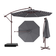 10 Ft Patio Umbrella Offset Cantilever Umbrella with 40 Solar Powered Lights-Gray