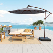 10 Ft Patio Umbrella Offset Cantilever Umbrella with 40 Solar Powered Lights-Gray