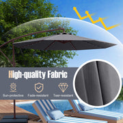 10 Ft Patio Umbrella Offset Cantilever Umbrella with 40 Solar Powered Lights-Gray