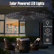 10 Ft Patio Umbrella Offset Cantilever Umbrella with 40 Solar Powered Lights-Gray