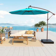 10 Ft Patio Umbrella Offset Cantilever Umbrella with 40 Solar Powered Lights-Turquoise