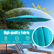10 Ft Patio Umbrella Offset Cantilever Umbrella with 40 Solar Powered Lights-Turquoise